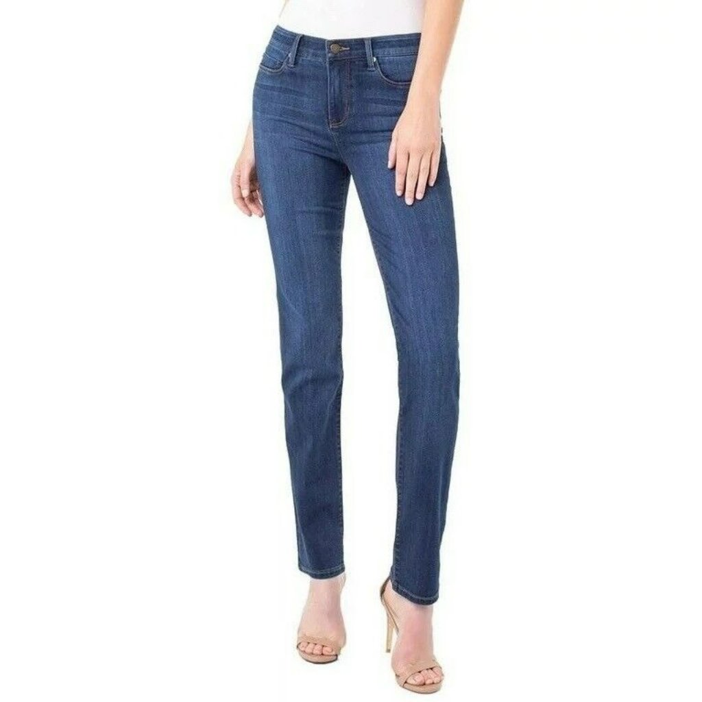Liverpool Jeans Sadie Straight Denim Stretch Whiskered Dark Wash Size 10 Eco